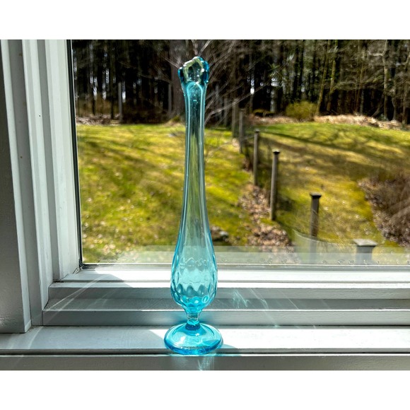 Vintage Ice Blue Footed Viking Vase. 9.5" Tall - Picture 6 of 10